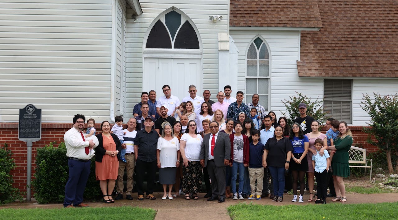 Families of Berea Baptist Church gathered outside the church